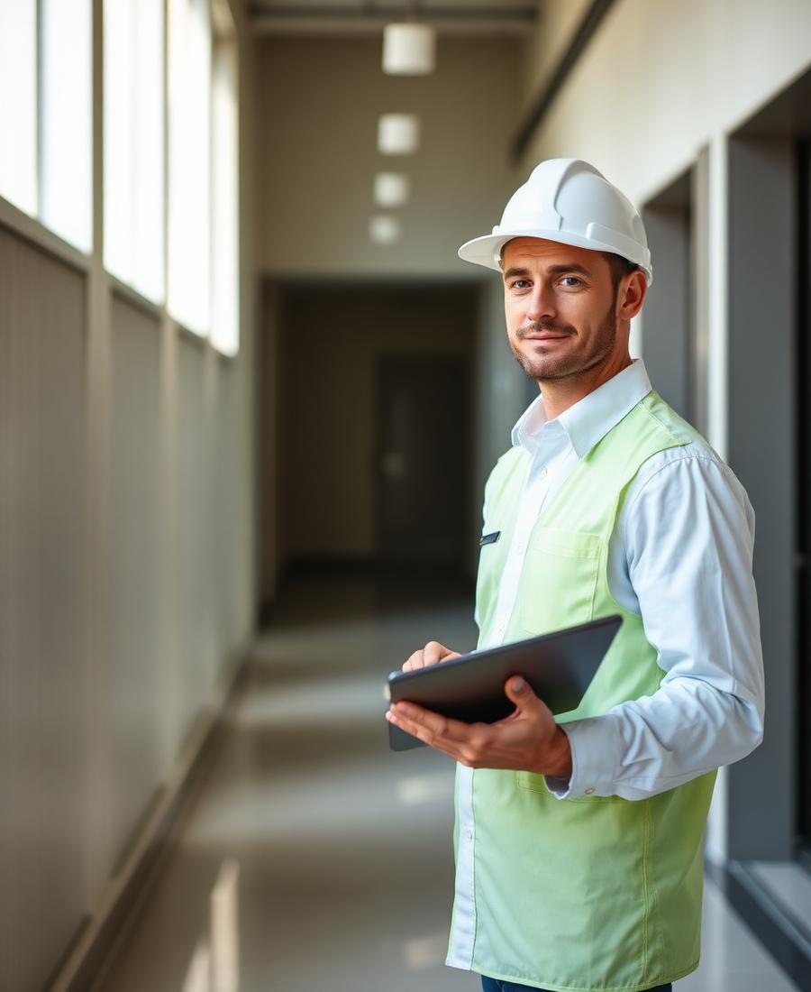 Facilities technician working on building equipment